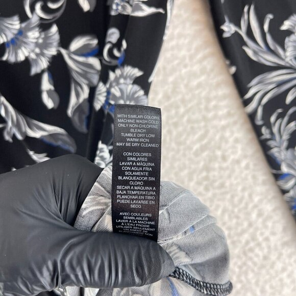 White House Black Market Black Floral Print Dress Womens 3/4 Sleeve Size Medium - Picture 10 of 16